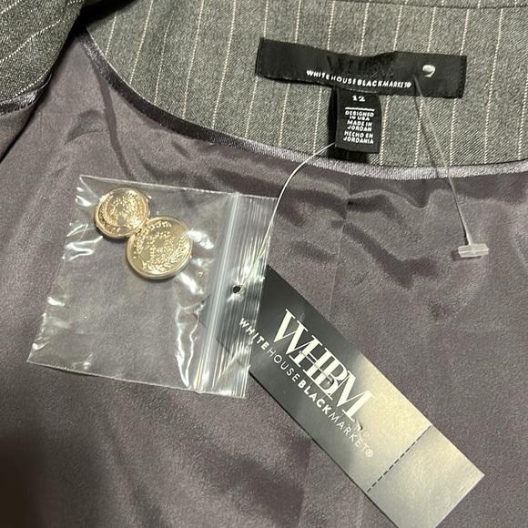 NEW WHBM $210 Women's Gray & pink Pinstripe Blazer size 12 - Picture 7 of 11